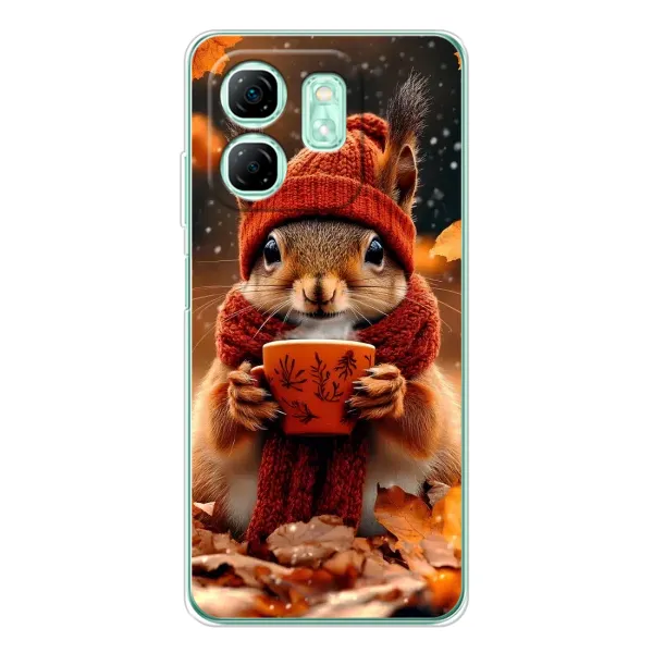 Чехол с рисунком «Белка с кофе» для Infinix Smart 9 Чехол с рисунком «Белка с кофе» для Infinix Smart 9