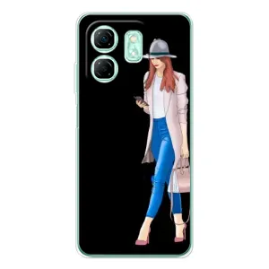 Чехол с картинкой Модные Девчонки Infinix Smart 9 (Девушка со смартфоном)
