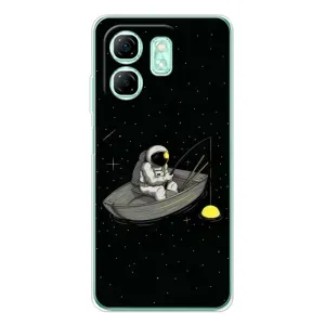 Силиконовый Чехол с принтом "Космонавты" на Infinix Smart 9 (Космонавт на рыбалке)