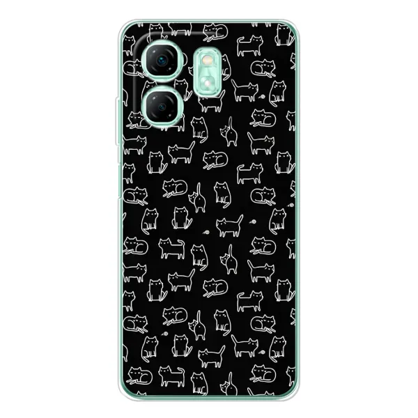 Чехол с рисунком «Котики на черном» для Infinix Smart 9 Чехол с рисунком «Котики на черном» для Infinix Smart 9