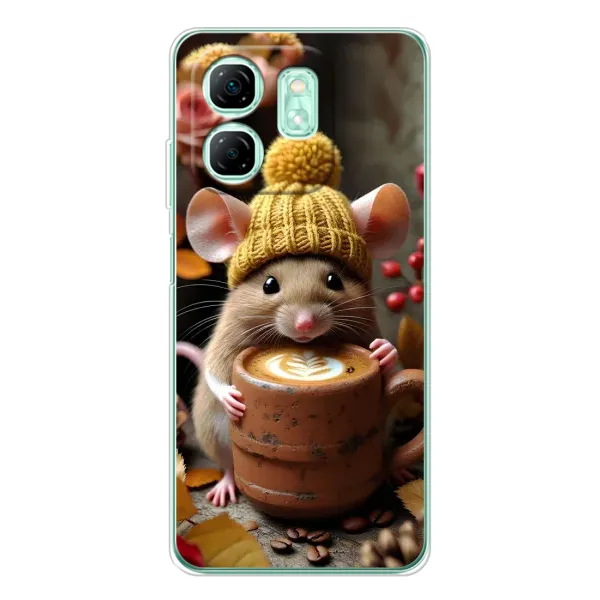 Чехол с рисунком «Мышка с кофе» для Infinix Smart 9 Чехол с рисунком «Мышка с кофе» для Infinix Smart 9