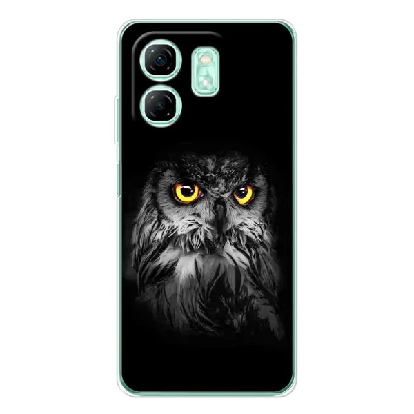 Чехол с рисунком «Сова на чёрном» для Infinix Smart 9 Чехол с рисунком «Сова на чёрном» для Infinix Smart 9