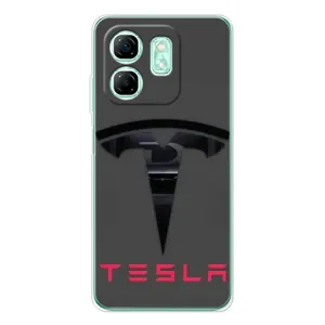 Силиконовый бампер с картинкой машины на Infinix Smart 9 (Logo TESLA)
