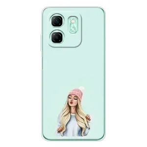 Силиконовый Чехол на Infinix Smart 9 с картинкой Стильных Девушек (В шапке)
