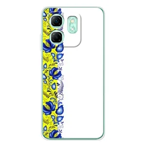 Силиконовый Чехол на Infinix Smart 9 с картинкой Вышиванки (Желто-синяя вышиванка)