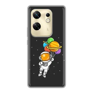 Силиконовый Чехол с принтом "Космонавты" на Infinix Zero 30 (Космонавт с шариками)