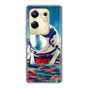 Силиконовый Чехол с принтом "Космонавты" на Infinix Zero 30 (Космонавт в воде)