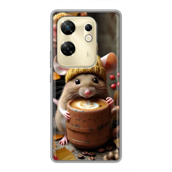 Чохол з малюнком «Мишка з кавою» для Infinix Zero 30 Чохол з малюнком «Мишка з кавою» для Infinix Zero 30