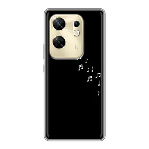 Чехол с картинками на черном фоне для Infinix Zero 30 (Ноты)