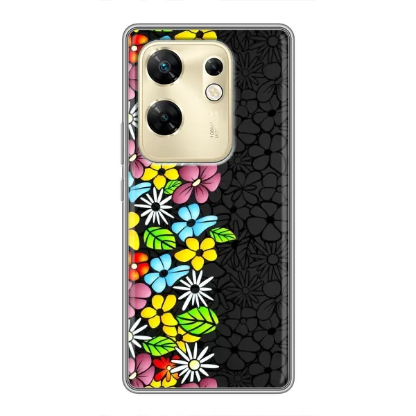 Чехол с рисунком «Яркие цветы на черном» для Infinix Zero 30 Чехол с рисунком «Яркие цветы на черном» для Infinix Zero 30