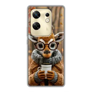 Печатный чехол «Зверята с кофе» для Infinix Zero 30 (Жираф с кофе)