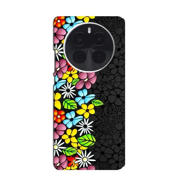 Чехол с рисунком «Яркие цветы на черном» для Infinix Zero 40 5G Чехол с рисунком «Яркие цветы на черном» для Infinix Zero 40 5G