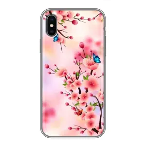 Чехол с принтом САКУРЫ на iPhone X (Бабочки на сакуре)