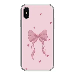Чехол банты для iPhone X (Бант на розовом)