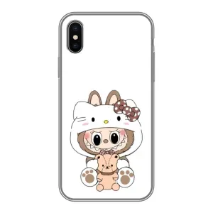 Чехол с принтом Лабубу для iPhone X (Белый Лабубу)