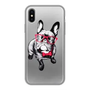 Чохол (ТПУ) Милі песики для iPhone X (Бульдог в окулярах)
