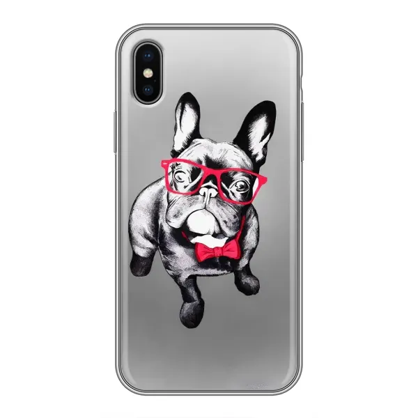 Чехол с рисунком «Бульдог в очках» для iPhone X Чехол с рисунком «Бульдог в очках» для iPhone X