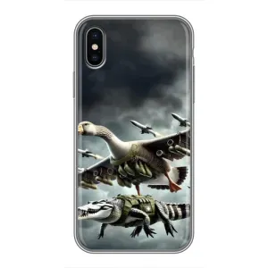 Чехол с мемами тралалело тралала для iPhone X (Гусини и крокодило)