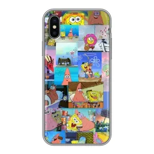 Силиконовый чехол Спанч Боб на Айфон 10 (Комиксы Спанч Боб)