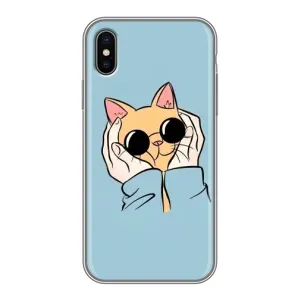 Бампер з зображенням Котиків для Айфон 10 (КОТИК в окулярах)