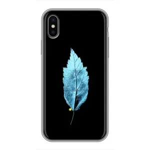 Чехол с картинками на черном фоне для iPhone X (Листочек)