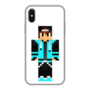 Чехлы для iPhone X (Персонажи Майн Крафт) (Мальчик в голубом)