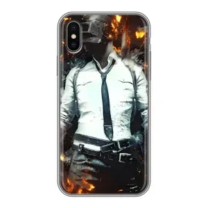 Силиконовый чехол с картинкой "Герой Pubg" на iPhone X (Man Пубг)