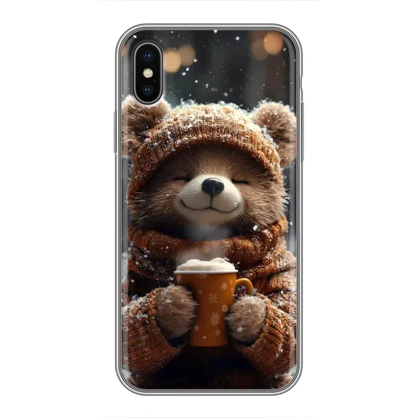 Чехол с рисунком «Медвежонок с кофе» для iPhone X Чехол с рисунком «Медвежонок с кофе» для iPhone X