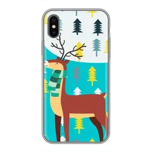 Силіконовий бампер з картинкою звірів для iPhone X (Олень із шарфом)