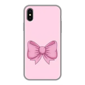 Чехол банты для iPhone X (Розовый бантик)