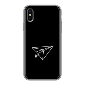 Чехол с картинками на черном фоне для iPhone X (Самолетик)