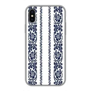 Силиконовый Чехол на iPhone X с картинкой Вышиванки (Синяя вышиванка)