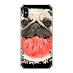 Чохол (ТПУ) Милі песики для iPhone X (Смішний Мопс)