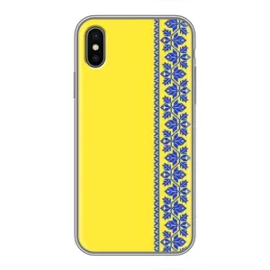 Силиконовый Чехол на iPhone X (Вышиванка на желтом)