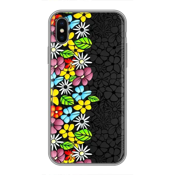Чехол с рисунком «Яркие цветы на черном» для iPhone X