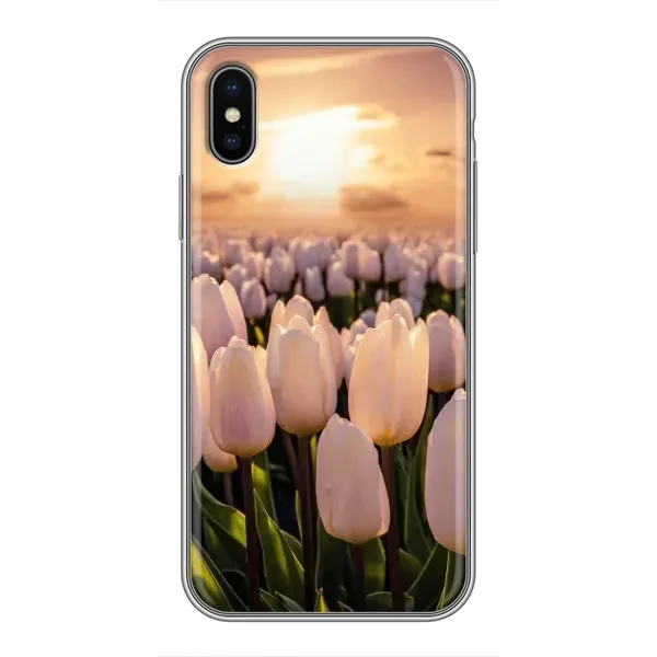 Чехол с рисунком «Закат с цветами» для iPhone X