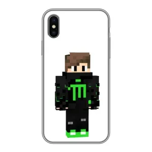 Чехлы для iPhone X (Персонажи Майн Крафт) (Зеленый мальчик)