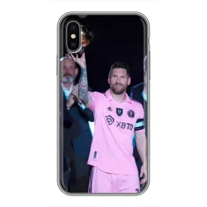 Чехлы Лео Месси в Майами на iPhone X (Золотой мяч Месси)