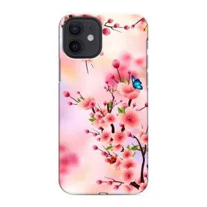 Чехол с принтом САКУРЫ на iPhone 12 mini (Бабочки на сакуре)