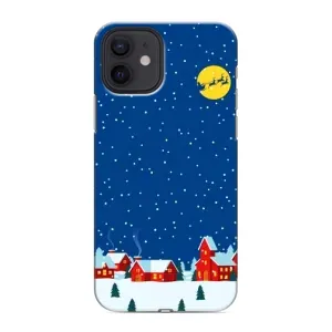 Силиконовый бампер на рождество для iPhone 12 mini (Город в снегу)