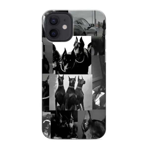 Чехол с рисунком «Коллаж Доберман» для iPhone 12 mini Чехол с рисунком «Коллаж Доберман» для iPhone 12 mini