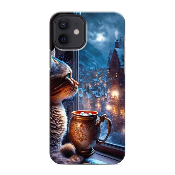 Чехол с рисунком «Кот новогодний» для iPhone 12 mini Чехол с рисунком «Кот новогодний» для iPhone 12 mini