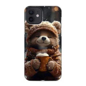Печатный чехол «Зверята с кофе» для iPhone 12 mini (Медвежонок с кофе)