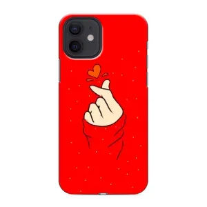 Чехлы (Знак сердечка) на iPhone 12 mini (Сердце на красном)