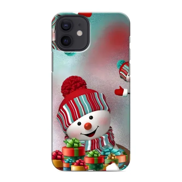 Чехол с рисунком «Снеговик в шапке» для iPhone 12 mini Чехол с рисунком «Снеговик в шапке» для iPhone 12 mini