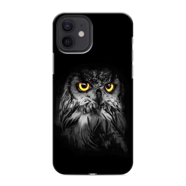 Чехол с рисунком «Сова на чёрном» для iPhone 12 mini Чехол с рисунком «Сова на чёрном» для iPhone 12 mini