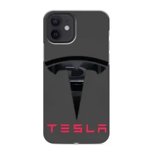 Силіконовий бампер з картинкою машини на iPhone 12 mini (Logo TESLA)