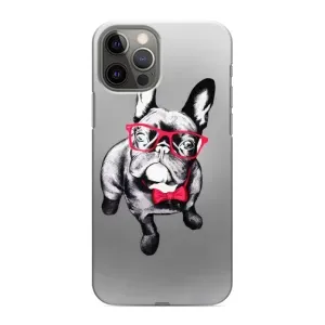 Чехол (ТПУ) Милые собачки для iPhone 12 Pro Max (Бульдог в очках)