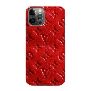 Текстурный Чехол Louis Vuitton для Айфон 12 Про Макс (Красный ЛВ)