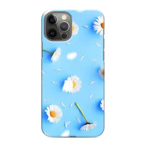 Чехол с Цветами для iPhone 12 Pro (ромашки на голубом)